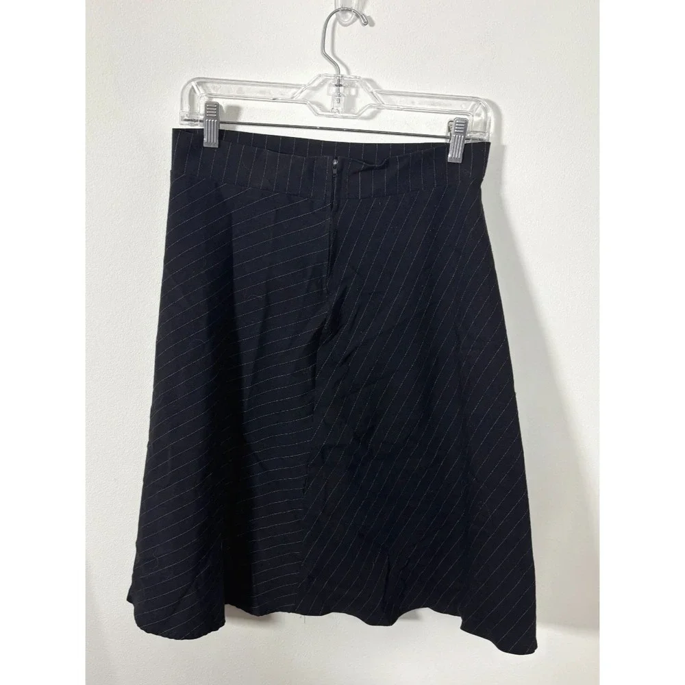 VTG Y2K Reference Pinstripe Midi Skirt L Black Officecore Made in USA Streampunk